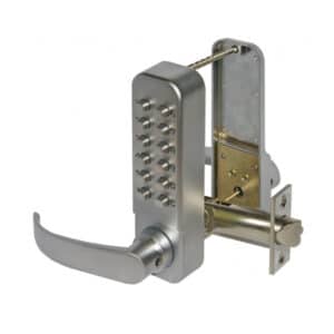 Satin Chrome Push Button Digital Lock With Lever - Easy Code 60mm