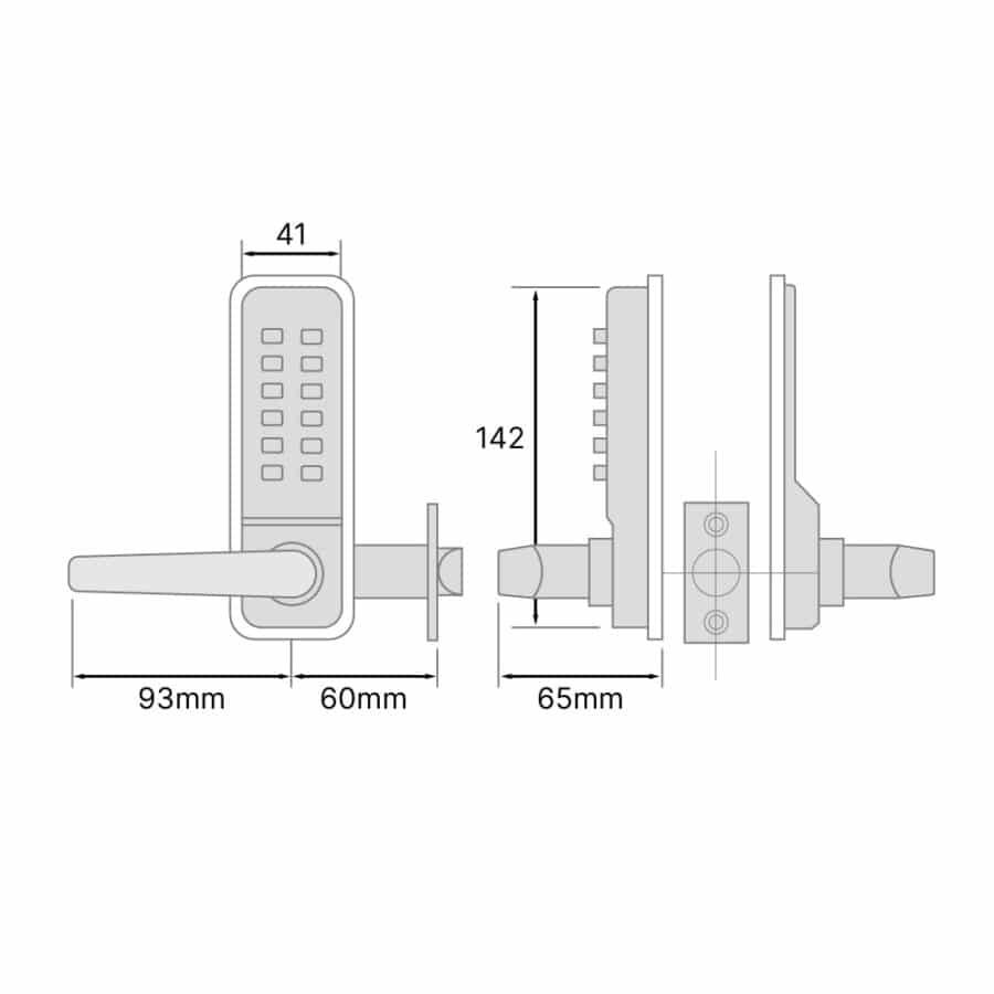 Satin Chrome Push Button Digital Lock With Lever Easy Code 60mm Satin Chrome Push Button Digital Lock With Lever Easy Code 60mm