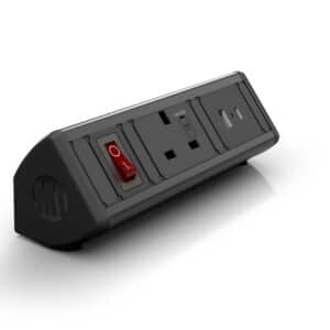 Metalicon Boost 1 Socket, 1 USB-A, 1 USB-C Desktop Power and Cable Management