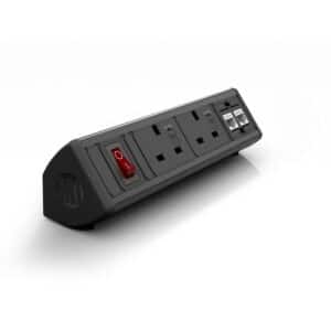 Metalicon Boost 2 Socket, 2 Cat6 Socket Desktop Power & Cable Management