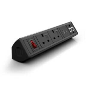 Metalicon Boost 2 Socket, 1 USB-A, 1 USB-C, 2 Cat6 Socket Desktop Power & Cable Management