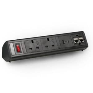 Metalicon Boost 2 Socket, 2 USB-A, 2 Cat6 Socket Desktop Power & Cable Management