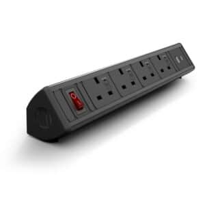 Metalicon Boost 4 Socket, 1 USB-A, 1 USB-C Desktop Power & Cable Management