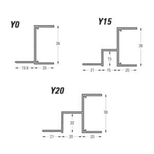 Type Y Metal Ceiling to Plasterboard Ceiling Junction Trim 3m White RAL9010